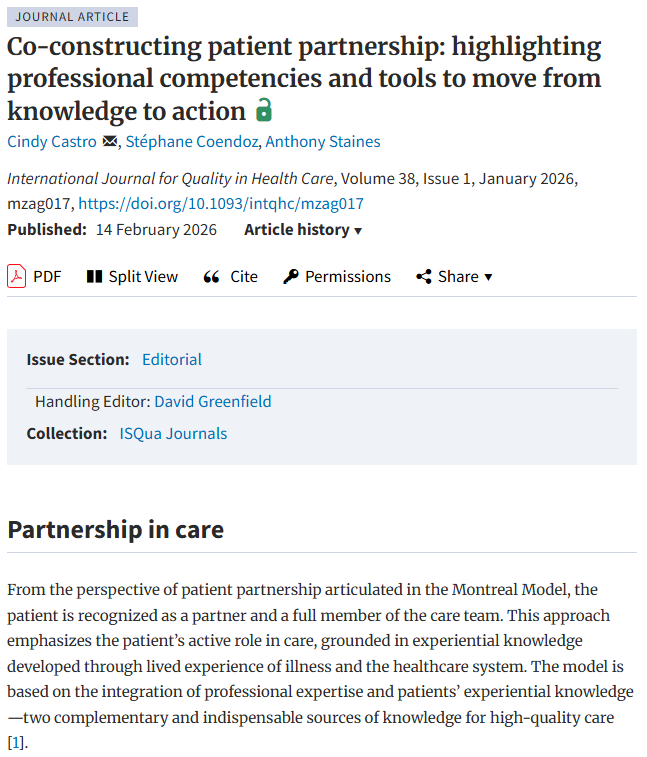 Image article Co-constructing patient partnership: highlighting professional competencies and tools to move from knowledge to action